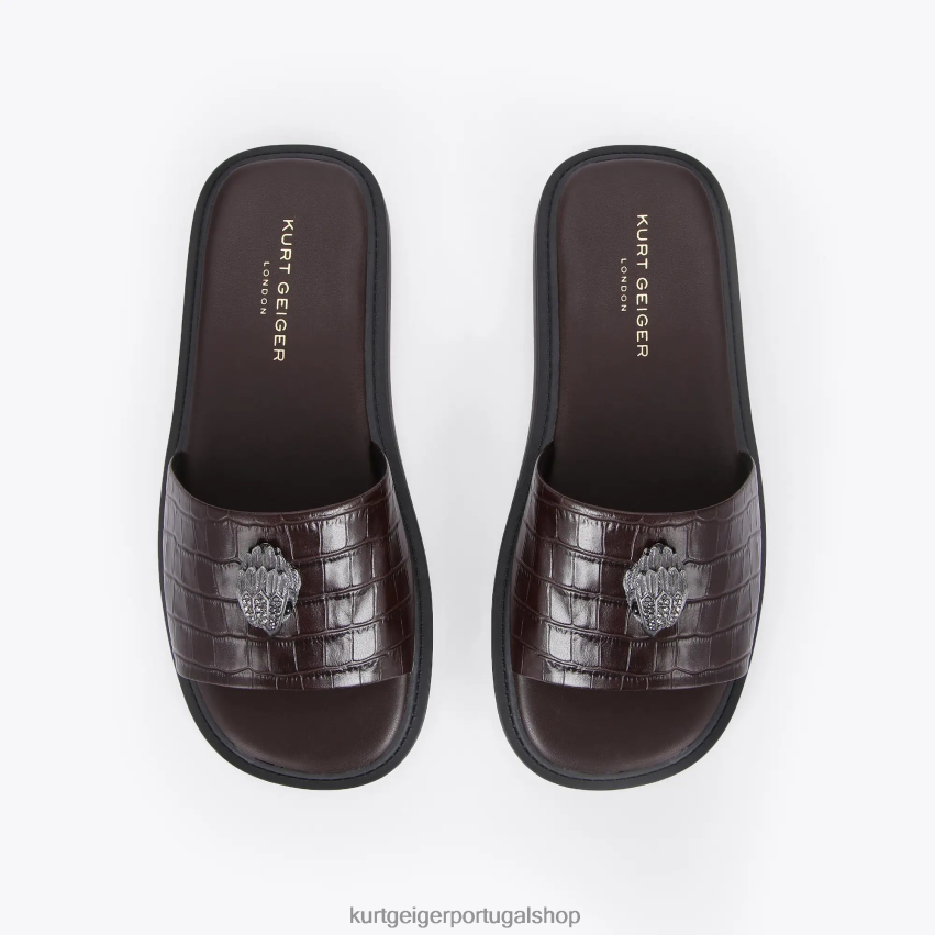Kurt Geiger homens slide oscar de Londres 8J6X00498 marrom | calçados