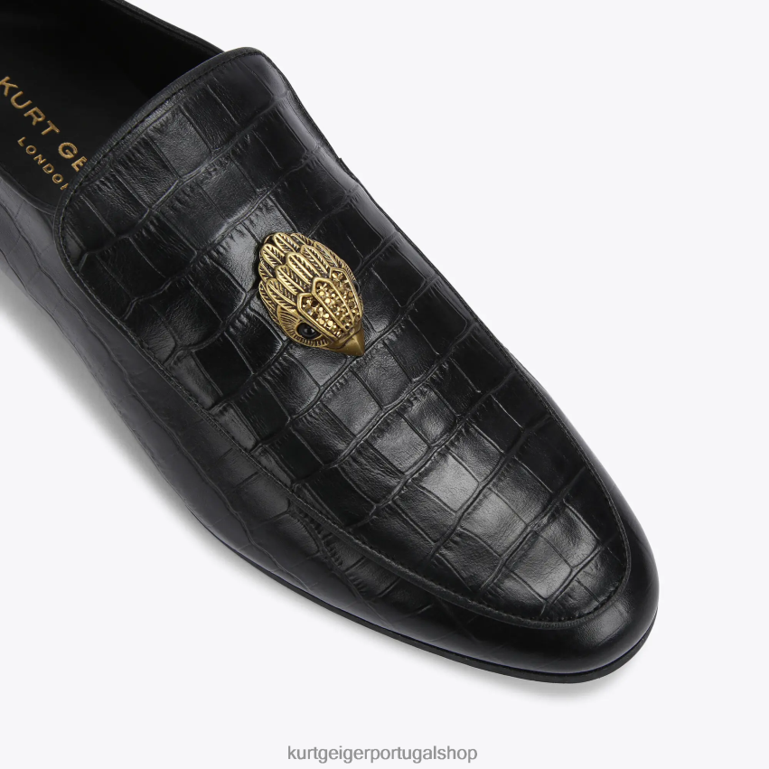 Kurt Geiger homens Londres Hugh Eagle Crocodilo 8J6X00627 preto | calçados