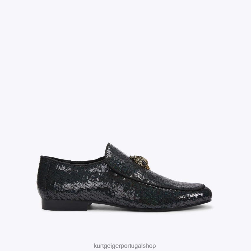 Kurt Geiger homens londres hugh eagle lantejoulas 8J6X00633 Preto Verde | calçados