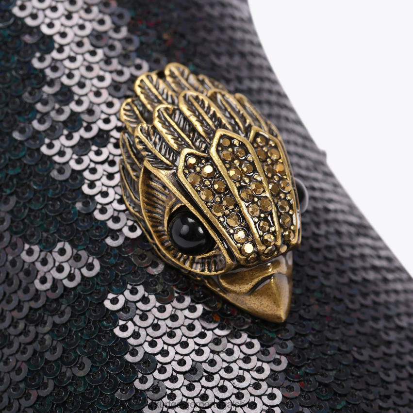 Kurt Geiger homens londres hugh eagle lantejoulas 8J6X00633 Preto Verde | calçados