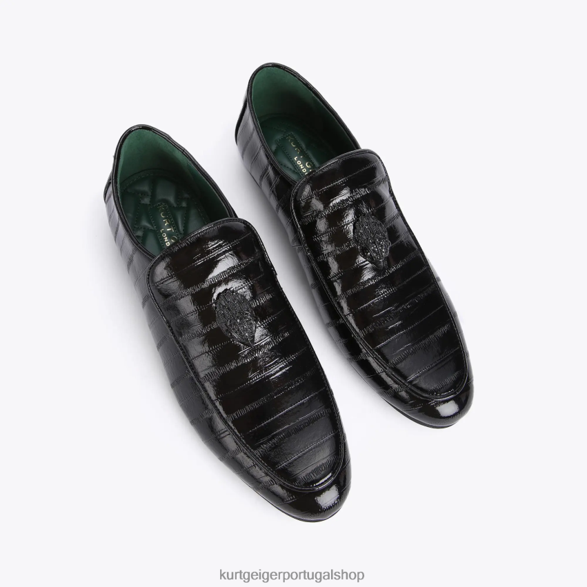 Kurt Geiger homens londres hugh eagle patente enguia 8J6X00659 preto | calçados
