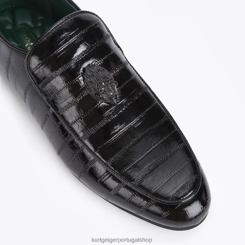 Kurt Geiger homens londres hugh eagle patente enguia 8J6X00659 preto | calçados