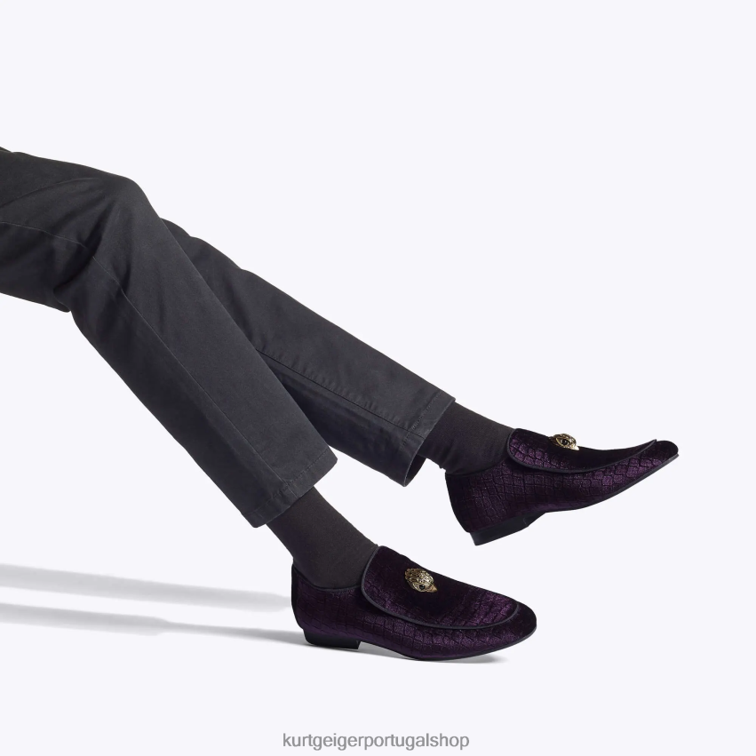 Kurt Geiger homens londres hugh eagle veludo 8J6X00630 roxo | calçados