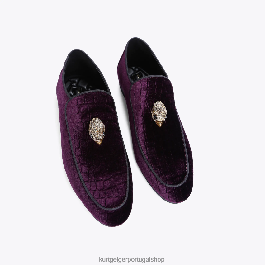 Kurt Geiger homens londres hugh eagle veludo 8J6X00630 roxo | calçados