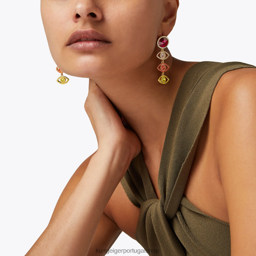 Kurt Geiger mulheres brincos de olho mau em Londres 8J6X00587 ouro | acessórios