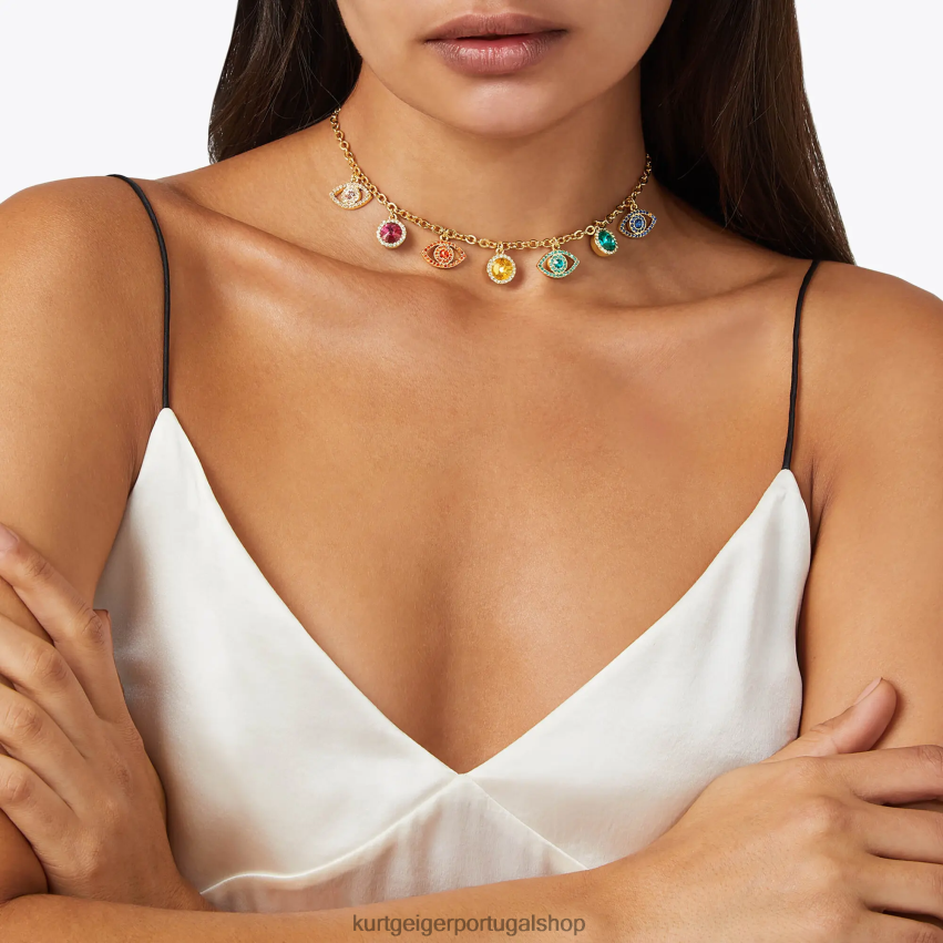 Kurt Geiger mulheres colar de cristal de mau olhado em Londres 8J6X00589 ouro | acessórios