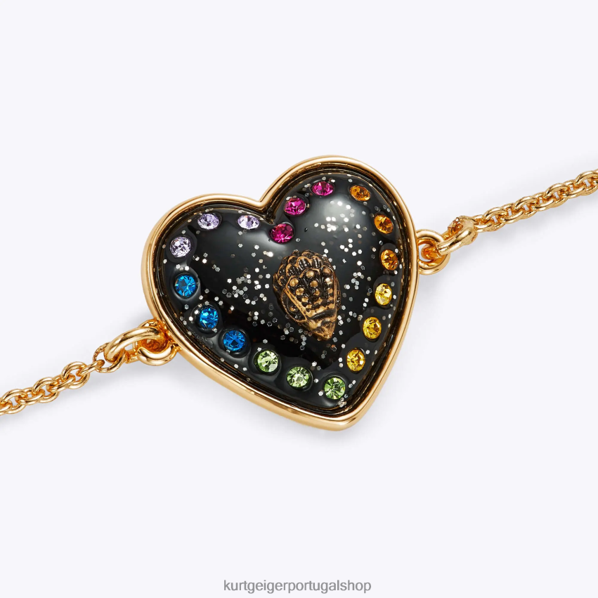 Kurt Geiger mulheres pulseira de coração glitter londres 8J6X00578 combinação preta | acessórios