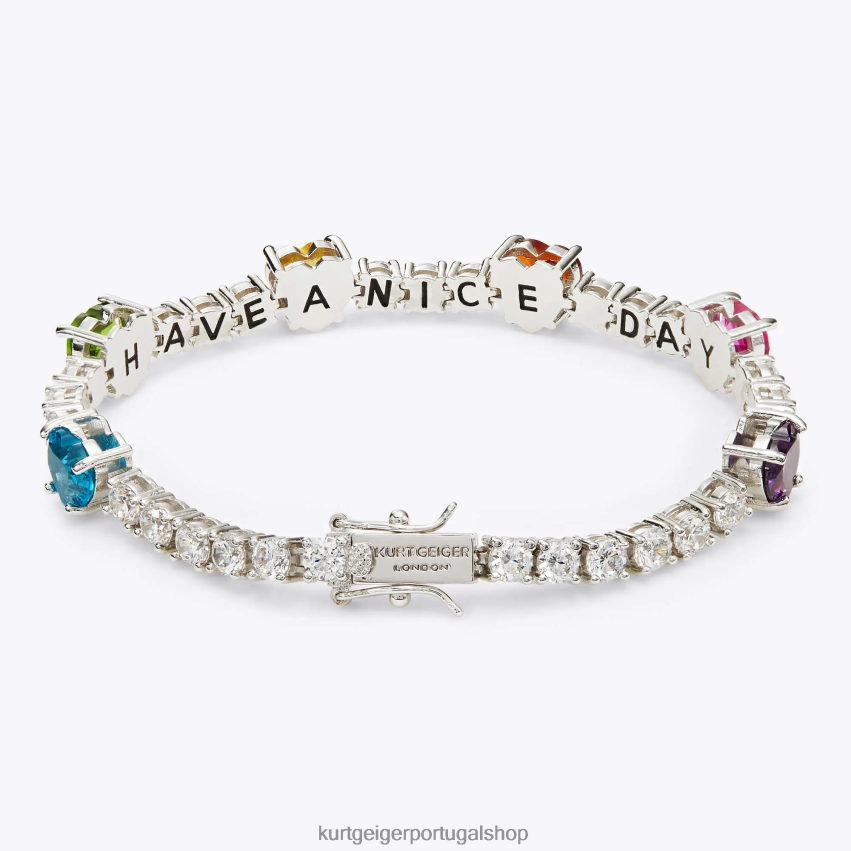 Kurt Geiger mulheres pulseira de tênis London Hearts 8J6X00551 combinação de prata | acessórios
