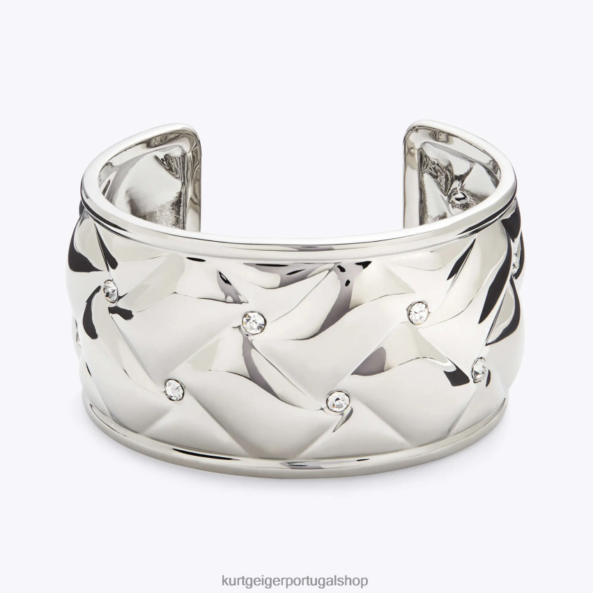 Kurt Geiger mulheres pulseira xl acolchoada de metal londres 8J6X00544 prata | acessórios