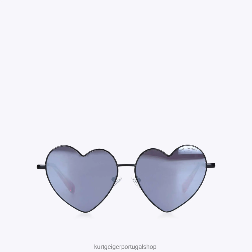 Kurt Geiger mulheres óculos de sol de coração de metal londres 8J6X00466 preto | acessórios