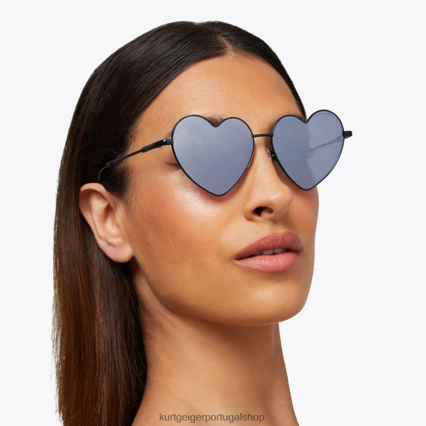 Kurt Geiger mulheres óculos de sol de coração de metal londres 8J6X00466 preto | acessórios
