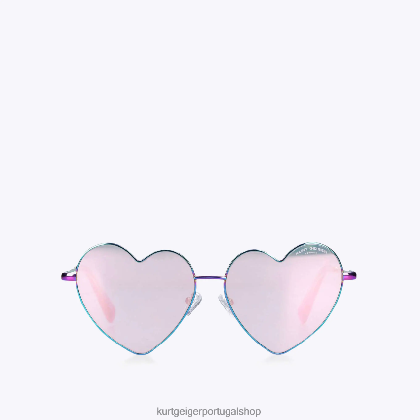 Kurt Geiger mulheres óculos de sol de coração de metal londres 8J6X00467 combinação de metal | acessórios