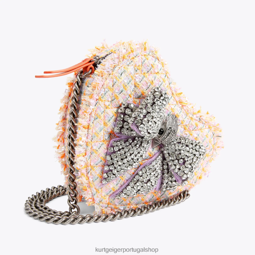 Kurt Geiger mulheres Londres arco coração crossbody 8J6X00258 laranja | bolsas