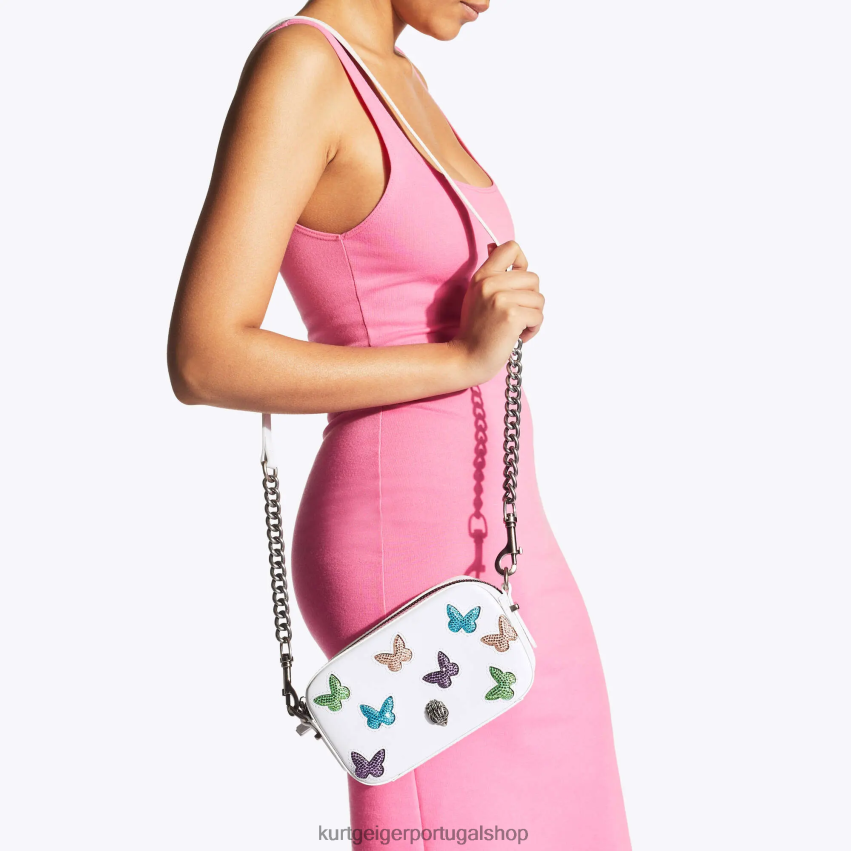 Kurt Geiger mulheres Londres bolsa pequena para câmera borboleta 8J6X00213 pente branco | bolsas