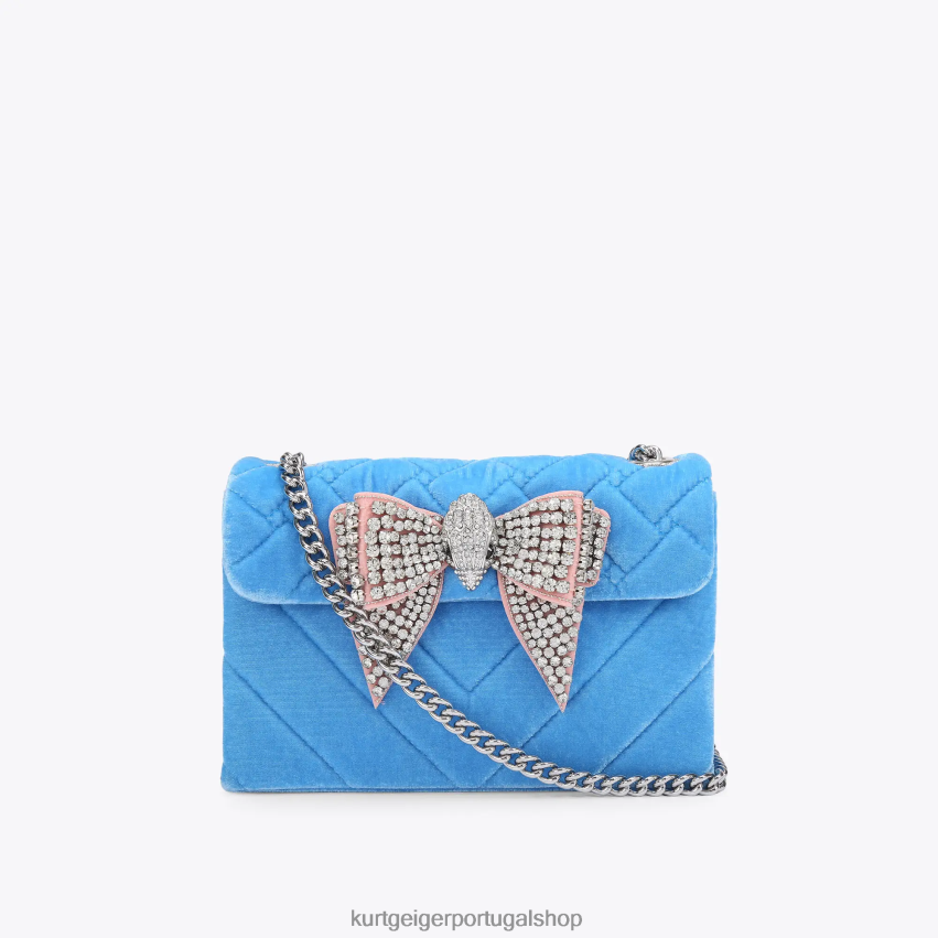 Kurt Geiger mulheres Londres veludo médio kensington 8J6X00107 azul | bolsas