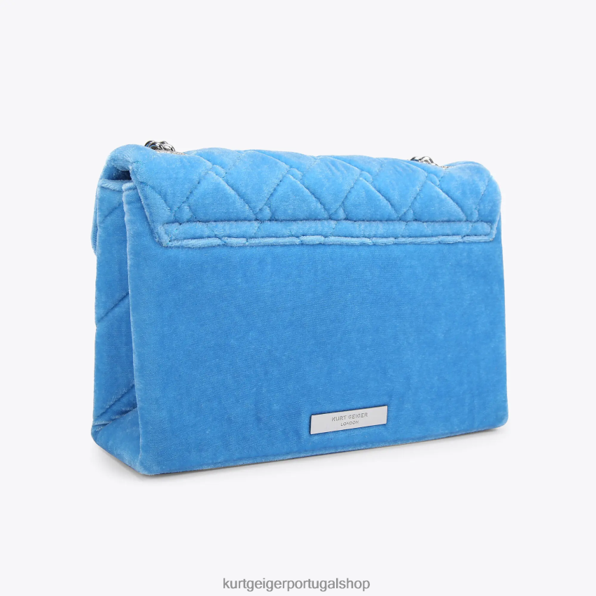 Kurt Geiger mulheres Londres veludo médio kensington 8J6X00107 azul | bolsas