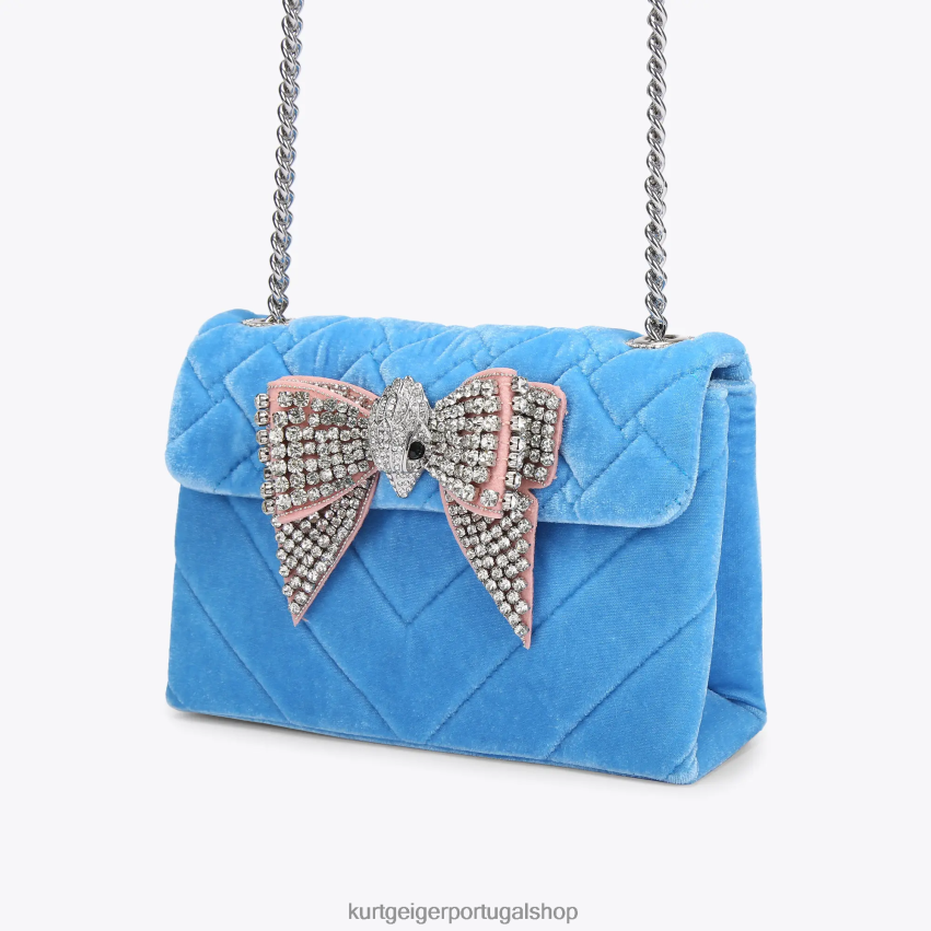 Kurt Geiger mulheres Londres veludo médio kensington 8J6X00107 azul | bolsas