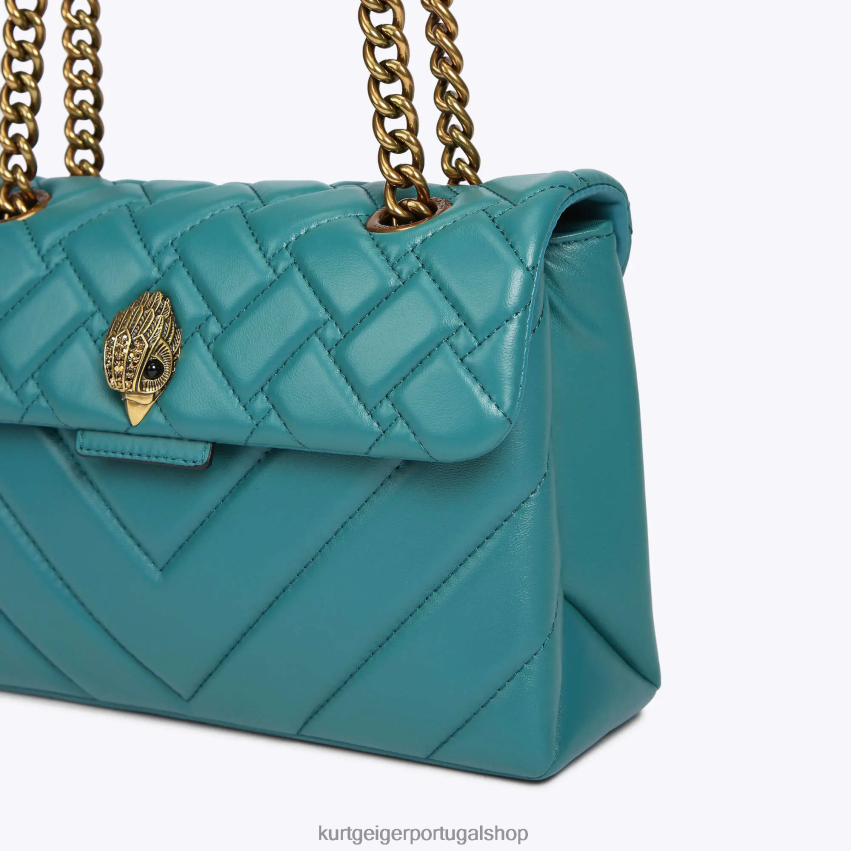 Kurt Geiger mulheres bolsa kensington de couro londrina 8J6X0048 gasolina | bolsas