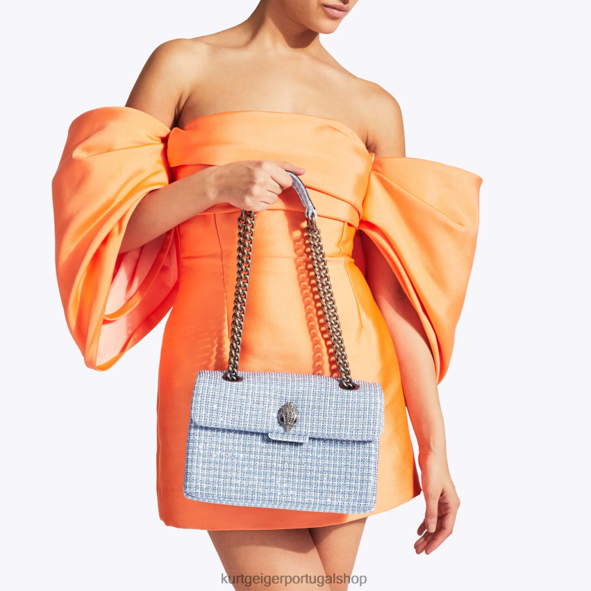 Kurt Geiger mulheres bolsa kensington em tecido londrino 8J6X0083 azul pálido | bolsas