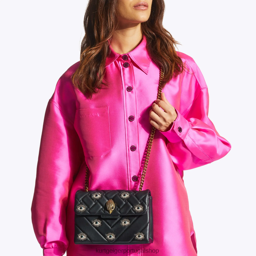 Kurt Geiger mulheres bolsa kensington média londrina 8J6X0080 combinação preta | bolsas