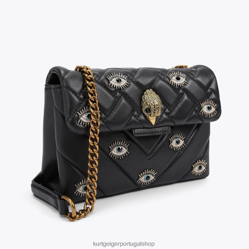Kurt Geiger mulheres bolsa kensington média londrina 8J6X0080 combinação preta | bolsas