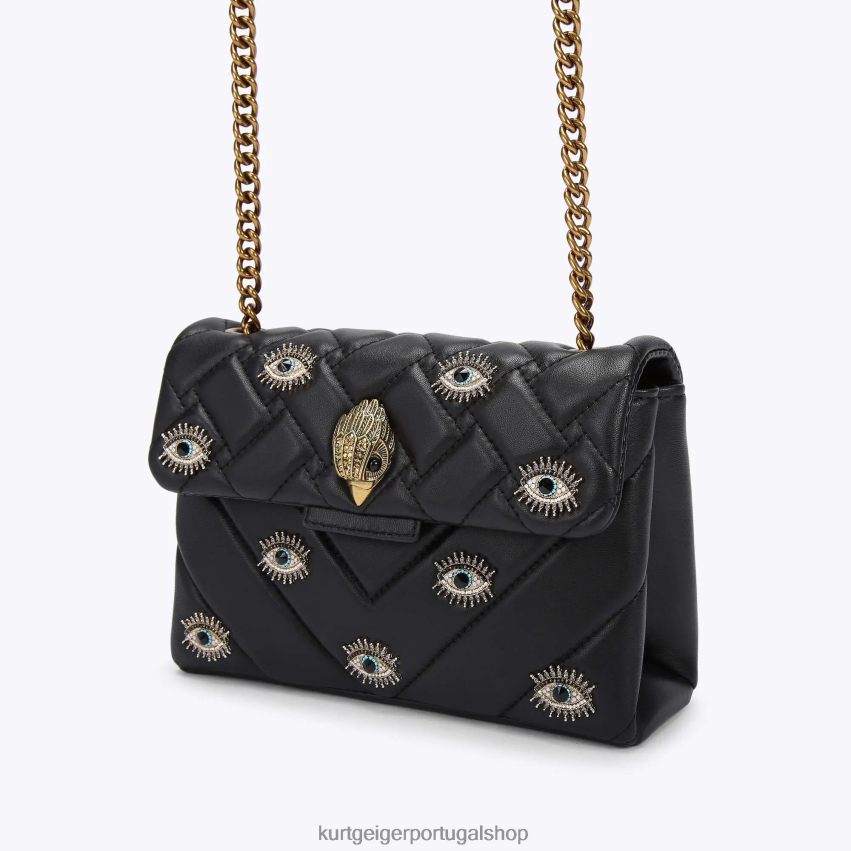 Kurt Geiger mulheres bolsa kensington média londrina 8J6X0080 combinação preta | bolsas