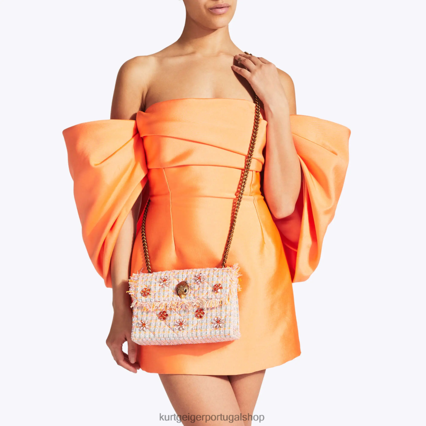 Kurt Geiger mulheres bolsa london tweed média kensington 8J6X0011 laranja | bolsas