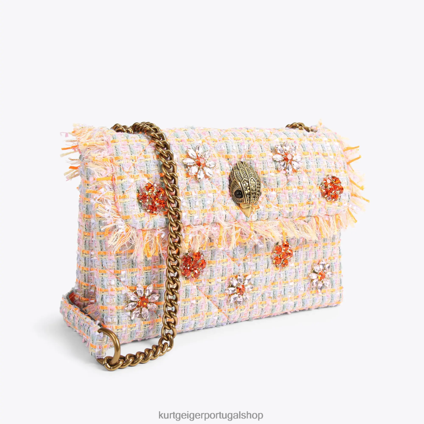 Kurt Geiger mulheres bolsa london tweed média kensington 8J6X0011 laranja | bolsas