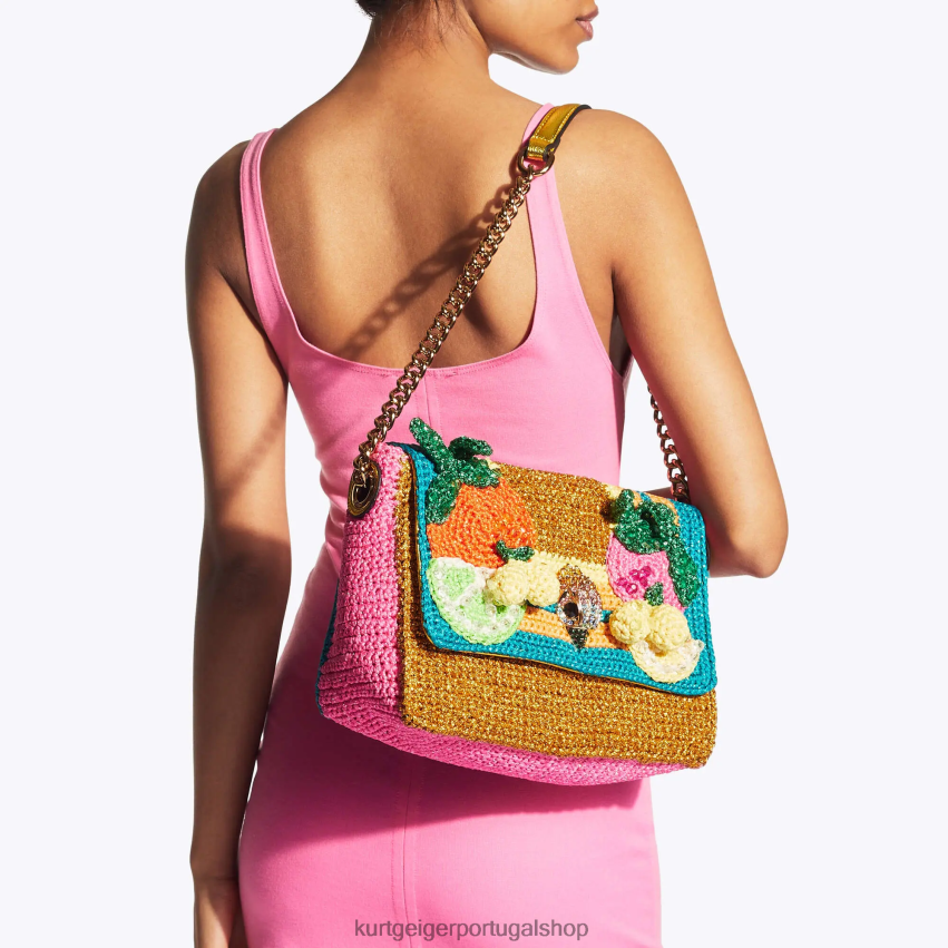 Kurt Geiger mulheres londres crochê kensington 8J6X0082 combinação de ouro | bolsas
