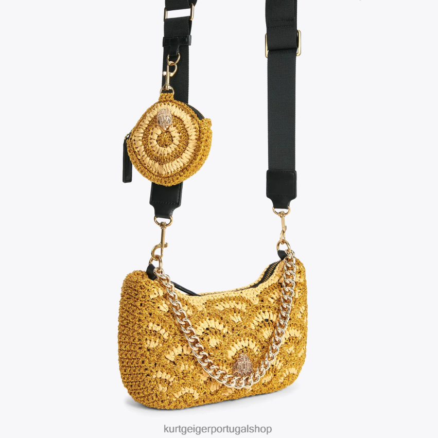 Kurt Geiger mulheres londres crochê multi crossbody 8J6X00471 ouro | bolsas