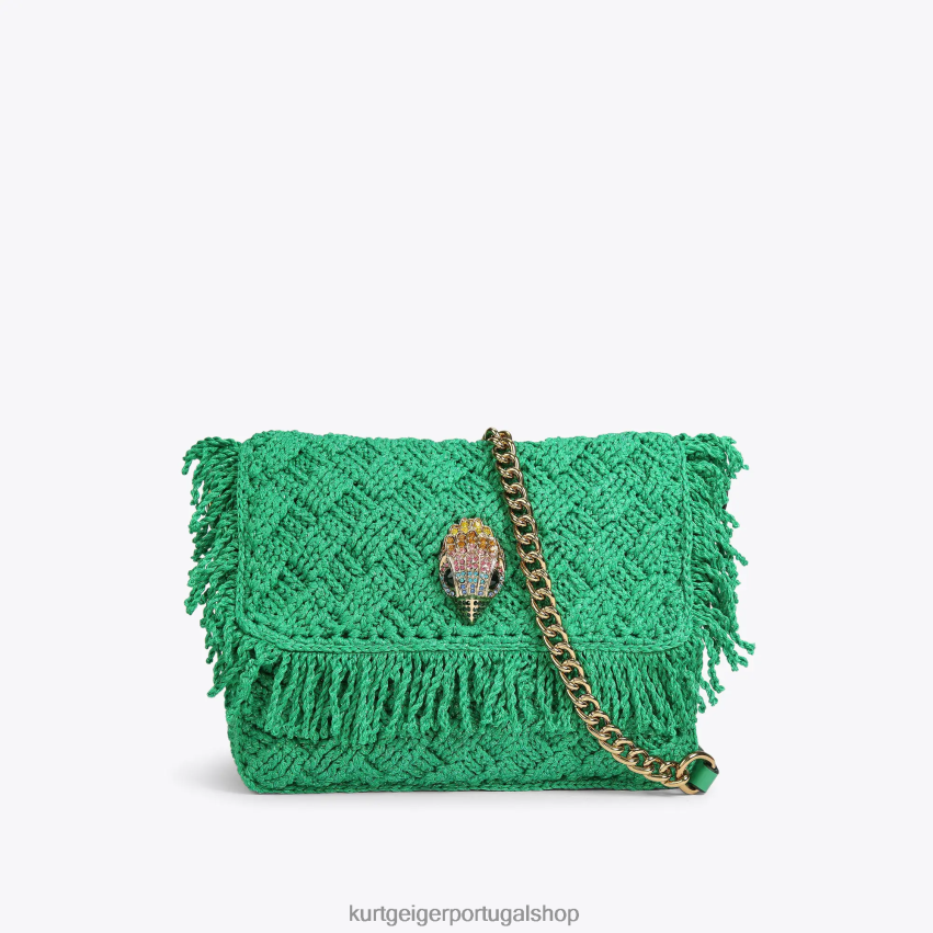 Kurt Geiger mulheres londres franja de crochê kensington 8J6X0045 verde | bolsas