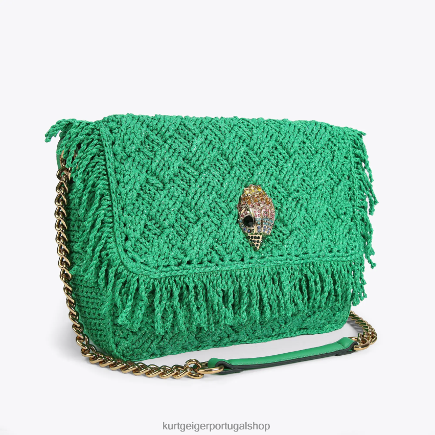 Kurt Geiger mulheres londres franja de crochê kensington 8J6X0045 verde | bolsas