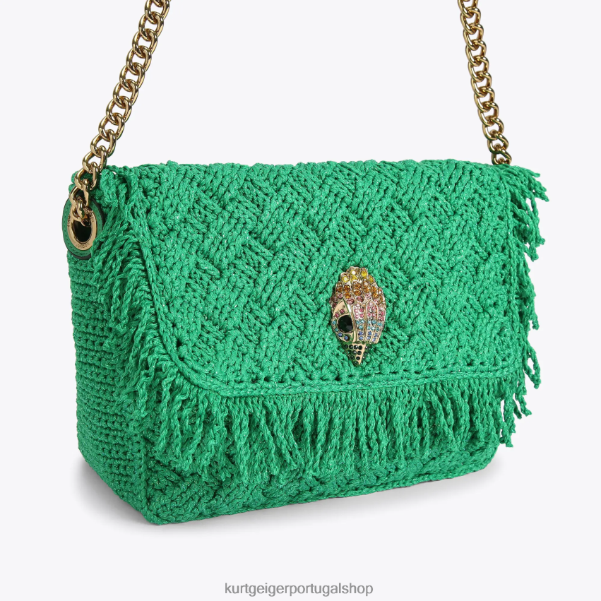 Kurt Geiger mulheres londres franja de crochê kensington 8J6X0045 verde | bolsas