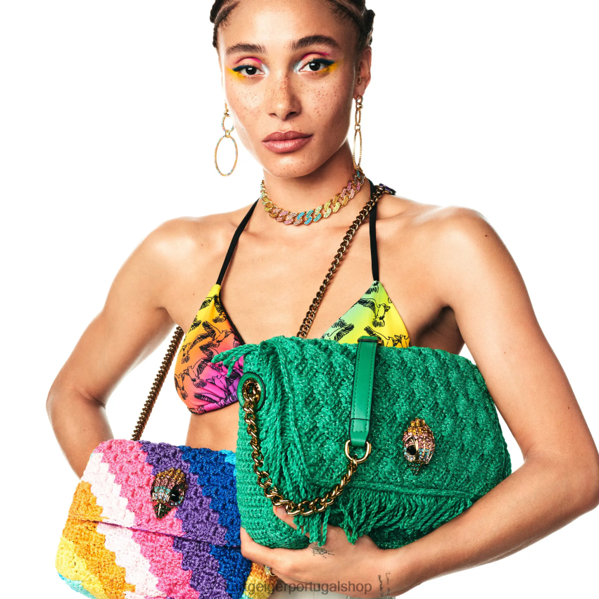 Kurt Geiger mulheres londres franja de crochê kensington 8J6X0045 verde | bolsas
