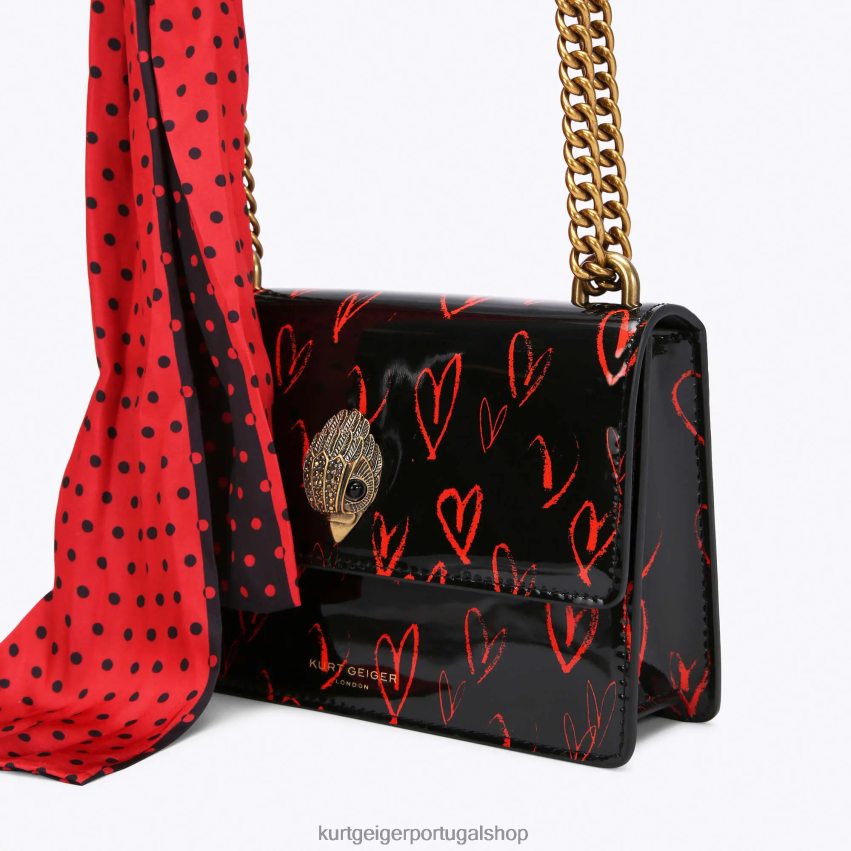 Kurt Geiger mulheres londres shoreditch pequeno corpo cruzado 8J6X00116 preto vermelho | bolsas