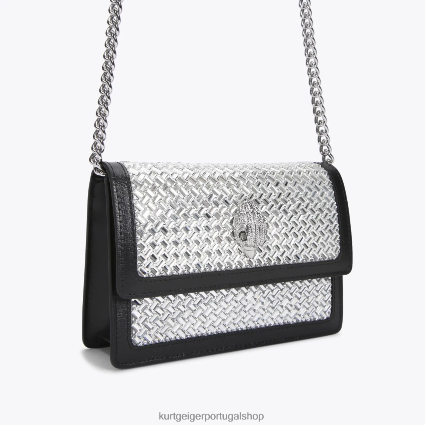 Kurt Geiger mulheres londres shoreditch pequeno corpo cruzado 8J6X00129 combinação de prata | bolsas