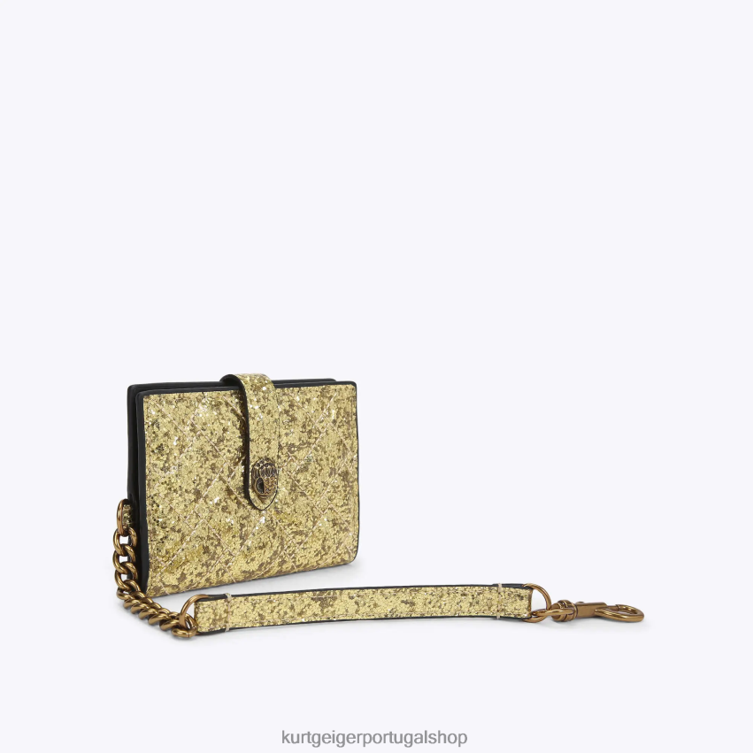 Kurt Geiger mulheres cartão espelho londres kensington 8J6X00566 ouro | bolsas