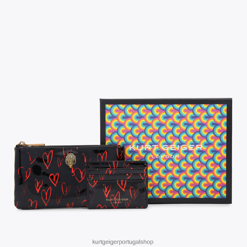 Kurt Geiger mulheres conjunto de presente de bolsa de águia de Londres 8J6X00499 preto vermelho | bolsas