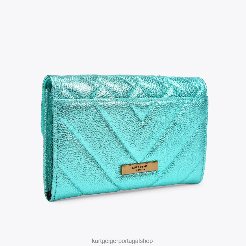 Kurt Geiger mulheres olho de carteira com corrente londres kensington 8J6X00111 cerceta | bolsas