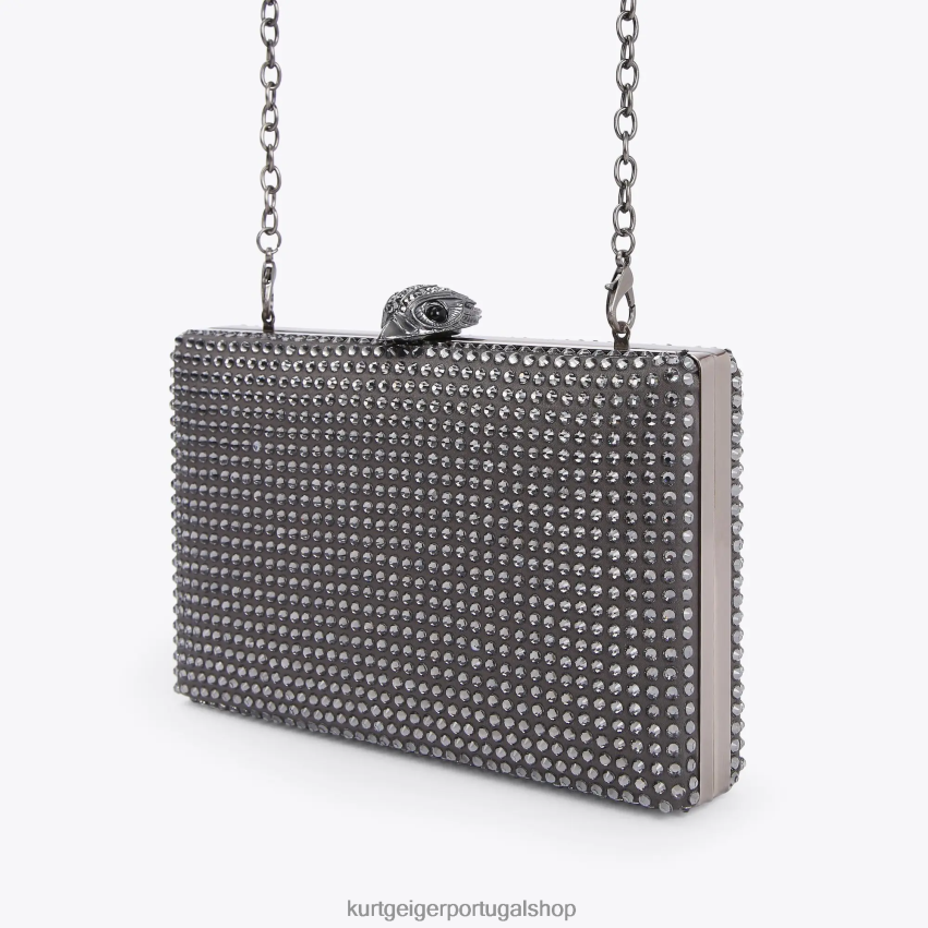 Kurt Geiger mulheres embreagem de cristal londres kensington 8J6X0055 cinza | bolsas