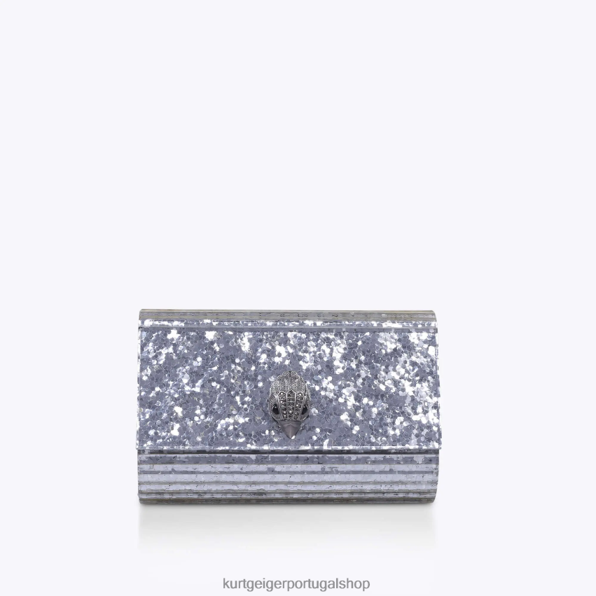 Kurt Geiger mulheres festa em londres eagle clutch drench 8J6X00264 prata | bolsas