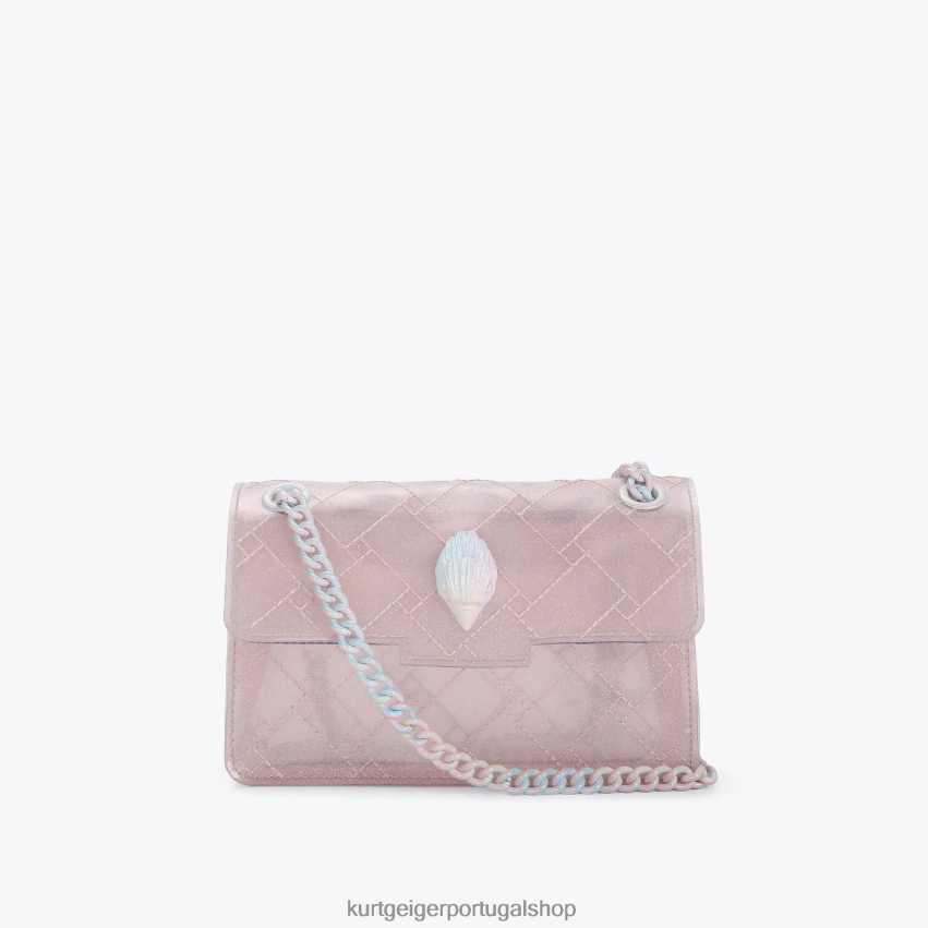 Kurt Geiger mulheres Londres glitter mini kensington 8J6X0066 Rosa pálido | bolsas