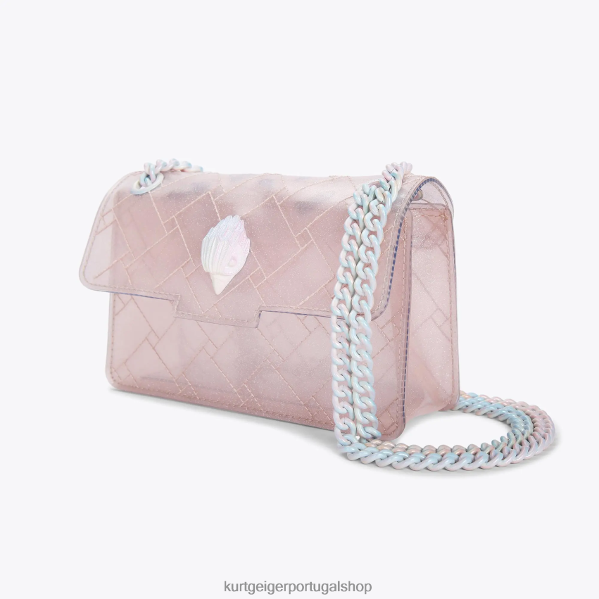 Kurt Geiger mulheres Londres glitter mini kensington 8J6X0066 Rosa pálido | bolsas