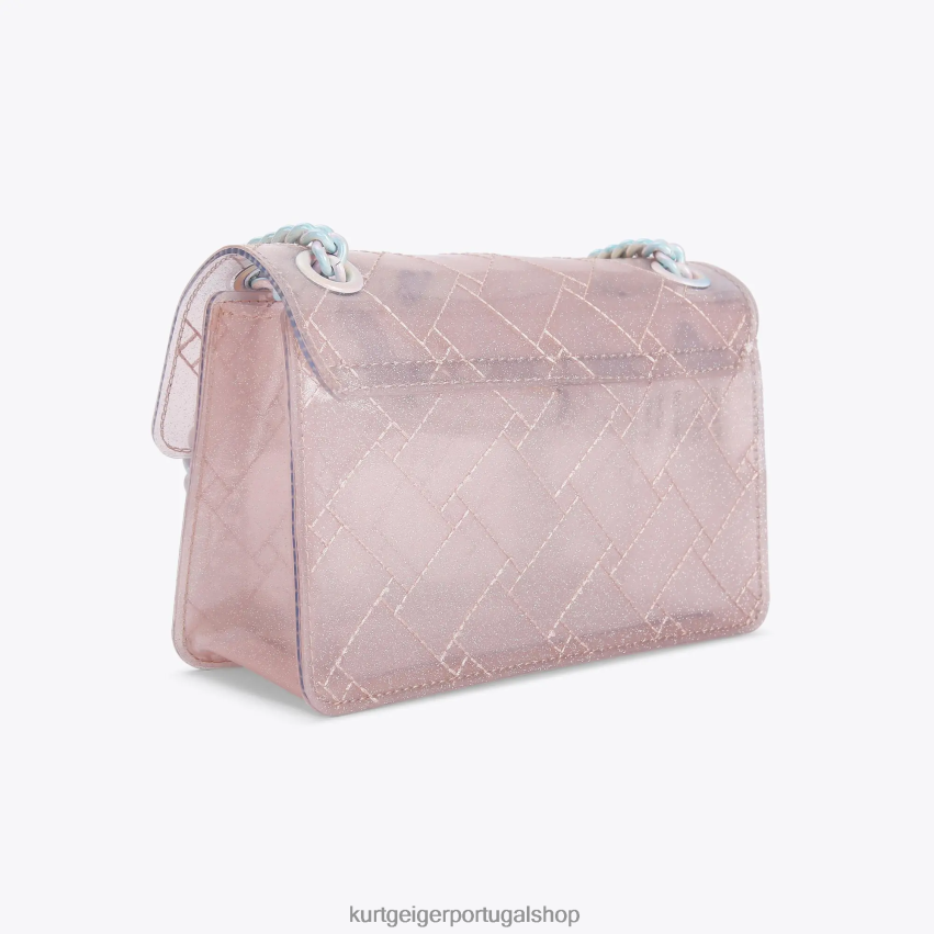 Kurt Geiger mulheres Londres glitter mini kensington 8J6X0066 Rosa pálido | bolsas