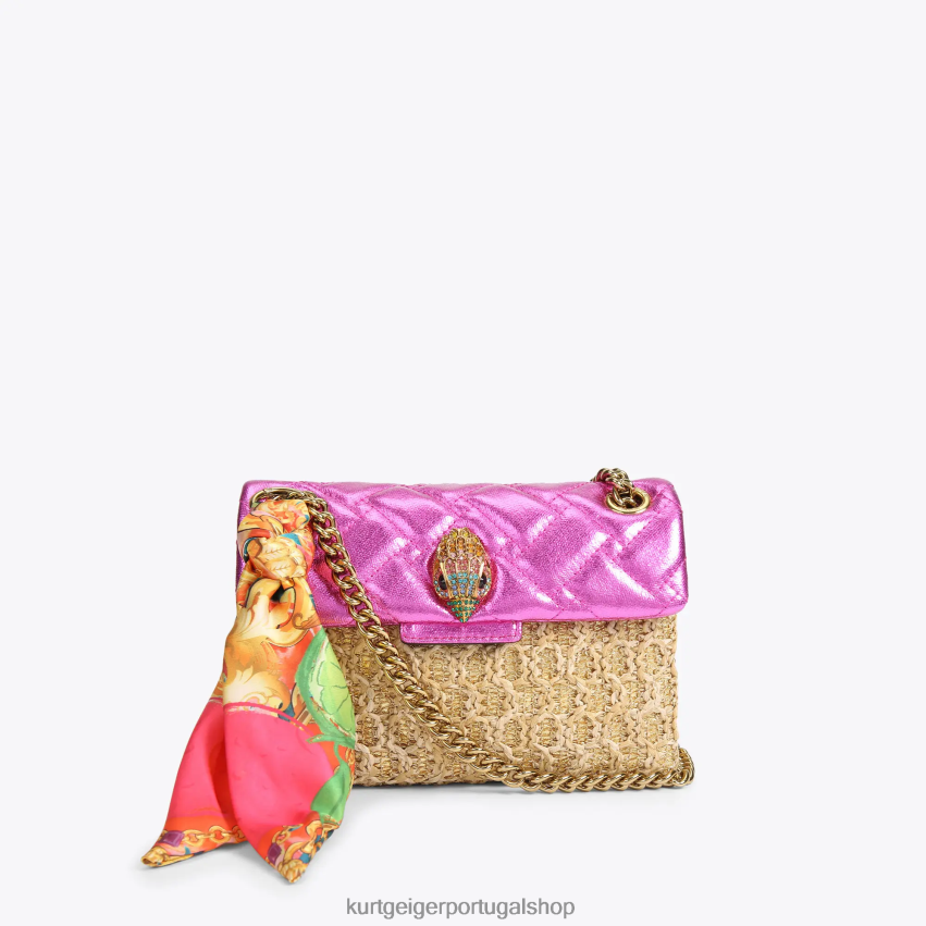 Kurt Geiger mulheres Londres ráfia mini kensington 8J6X0089 combinação de ouro | bolsas