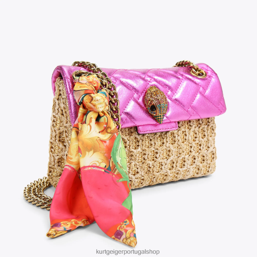 Kurt Geiger mulheres Londres ráfia mini kensington 8J6X0089 combinação de ouro | bolsas