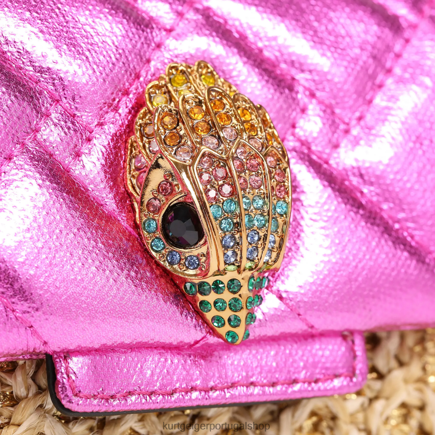 Kurt Geiger mulheres Londres ráfia mini kensington 8J6X0089 combinação de ouro | bolsas