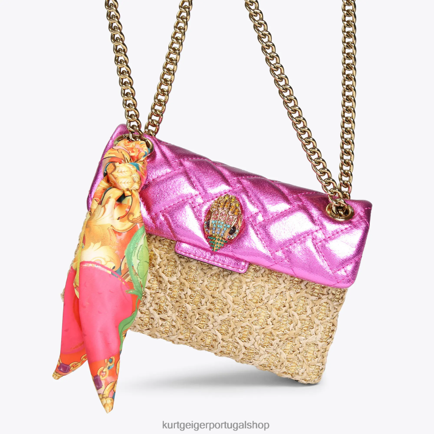 Kurt Geiger mulheres Londres ráfia mini kensington 8J6X0089 combinação de ouro | bolsas
