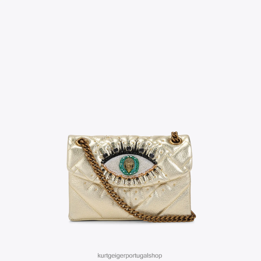 Kurt Geiger mulheres londres couro mini kensington olho 8J6X00108 ouro | bolsas
