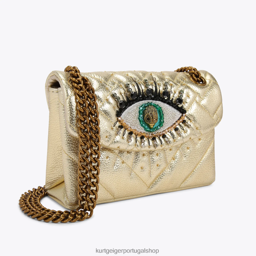 Kurt Geiger mulheres londres couro mini kensington olho 8J6X00108 ouro | bolsas